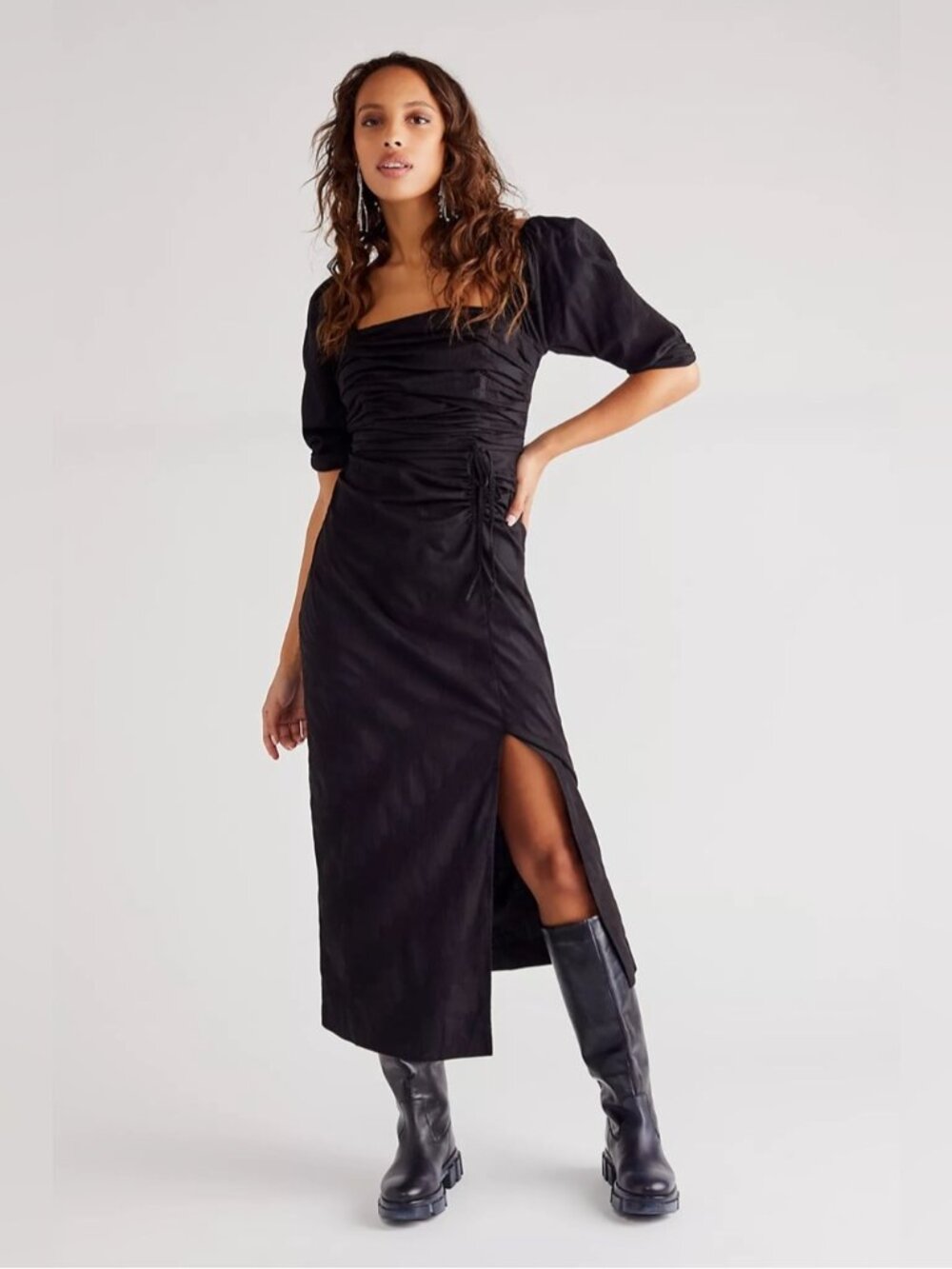 FREE PEOPLE looking stunning black midi dress medium